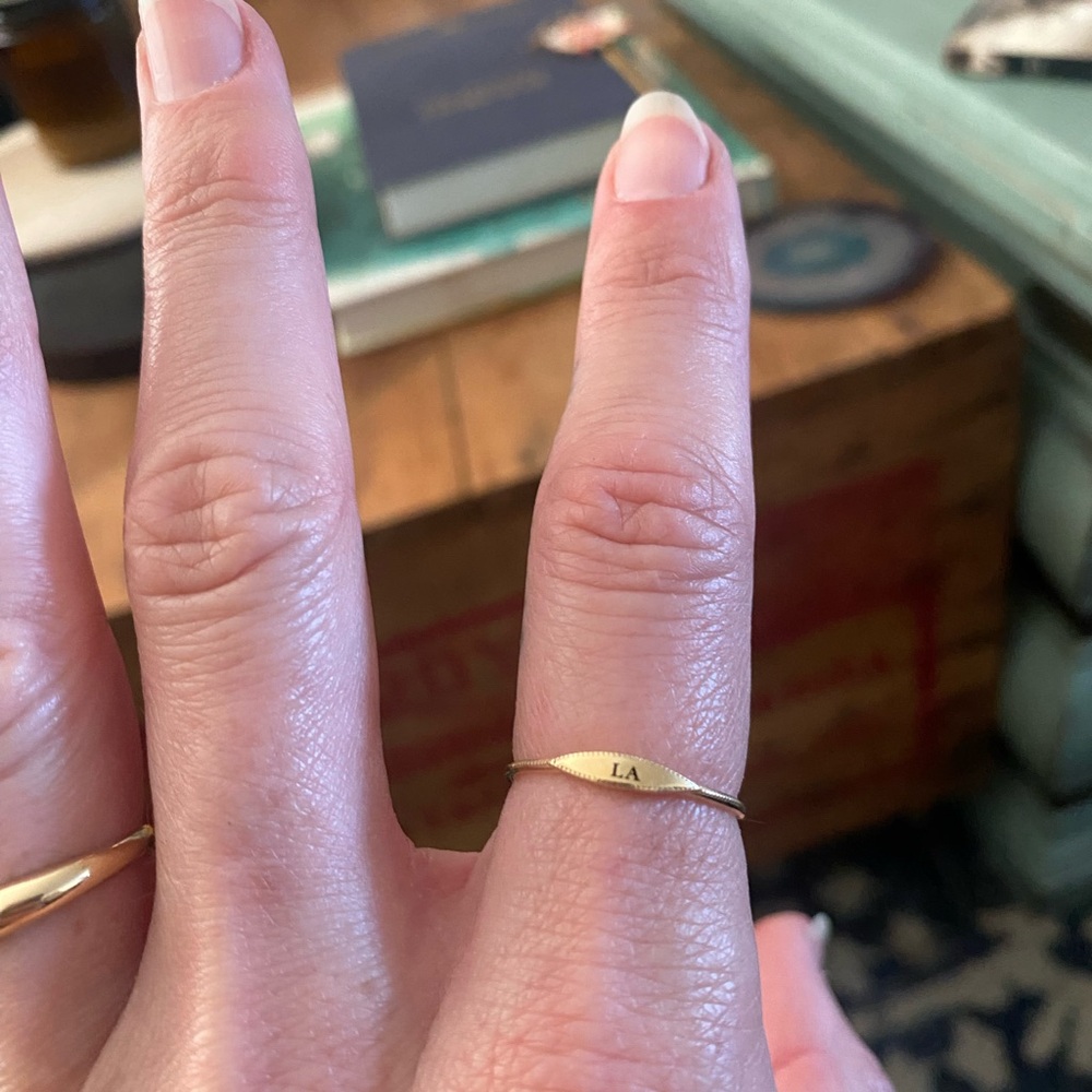 Catbird City Moon Gold Initial Ring